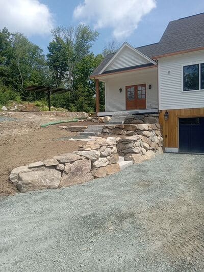 Natural Stone Retaining Wall - Grantham NH