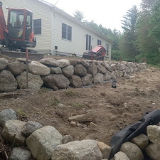 Natural Boulder Wall Installation - Springfield, NH 1