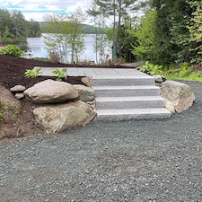 Natural Stone Landing With Granite & Bluestone in Sunapee, NH 1